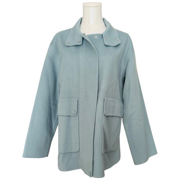 Theory Wool And Cashmere Utility Outwear Coat in Eggshell Blue Size S - Picture 2 of 11